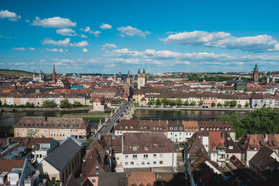 High angle view of townscape against sky