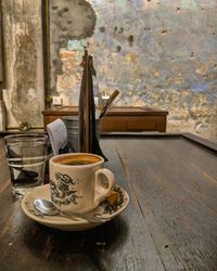 Coffee cup on table