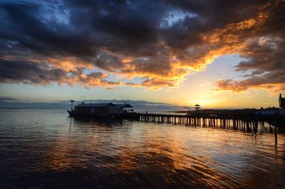 Scenic view of sea at sunset