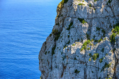 Close-up of rock formation in sea