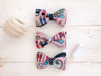 High angle view of multi colored shoes on table