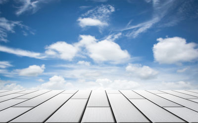 Low angle view of blue sky over roof