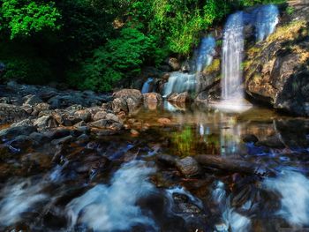 Stream flowing through rocks in forest