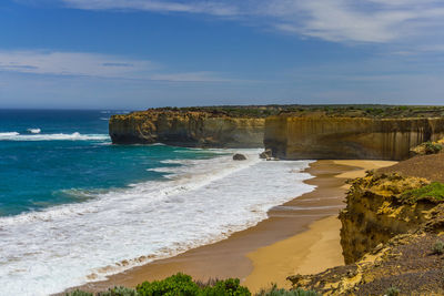 Scenic view of beach against sky