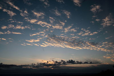 Silhouette of landscape against cloudy sky