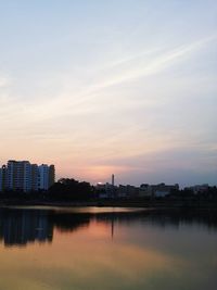 View of city at sunset