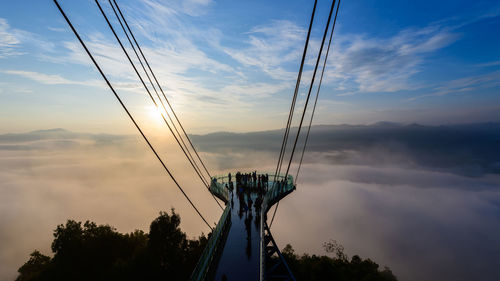 Betong, thailand-april 5, 2023. beautiful top view of sea of fog at ai yerweng skywalk in yala 