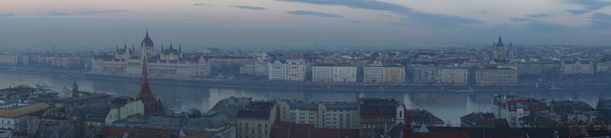 High angle view of buildings in city
