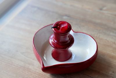 Close-up of candle on table