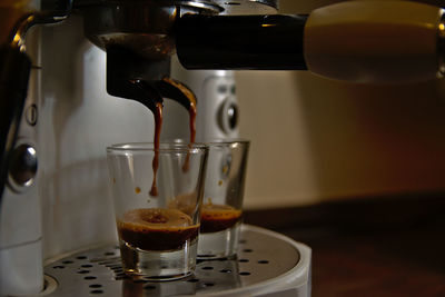 Close-up of coffee beans in glass