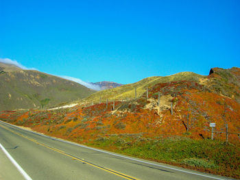 Scenic view of landscape against clear blue sky