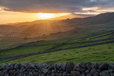 Scenic view of landscape against sky during sunset