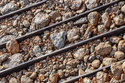 High angle view of railroad tracks