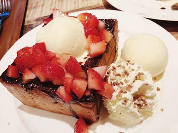 Close-up of served food in plate