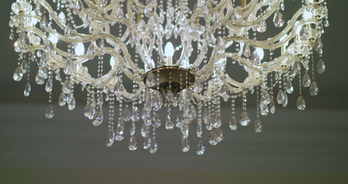 Low angle view of chandelier at home