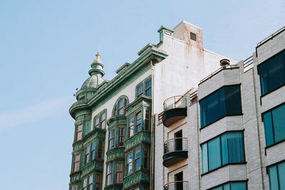 Low angle view of building against clear sky