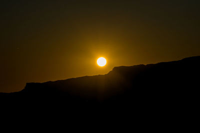 Scenic view of silhouette mountains against sky during sunset