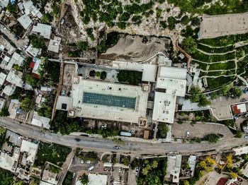 High angle view of buildings in city