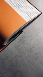 High angle view of pen on table