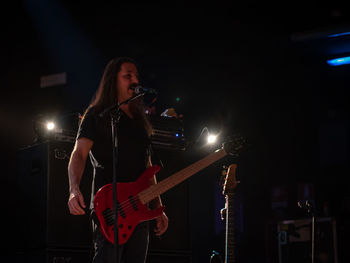 Woman playing at music concert