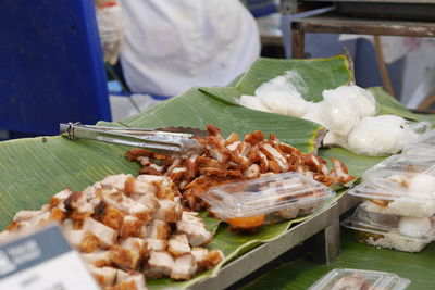 Close-up of seafood for sale at market stall