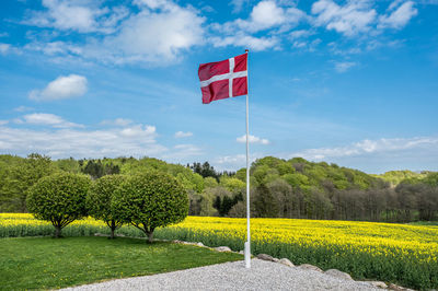 Danish flag in flag pole