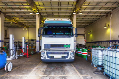 Semi-truck at distribution warehouse