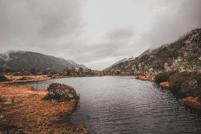 Scenic view of lake against sky