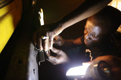 Portrait of man working in factory