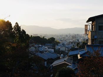 High angle view of townscape against sky