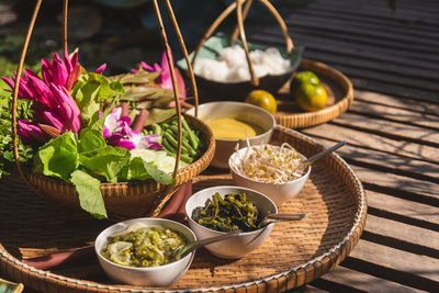 High angle view of potted plant on table