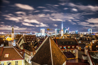 View to the european city tallinn after sunset, travel outdoor background. high quality photo