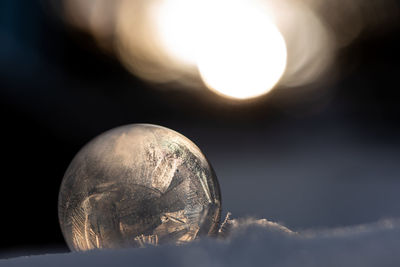 Close-up of frozen soap bubble