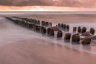 Panoramic view of sea against sky during sunset