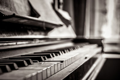 Close-up of piano keys