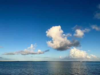 Scenic view of sea against blue sky