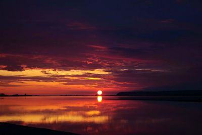 Scenic view of sunset over river