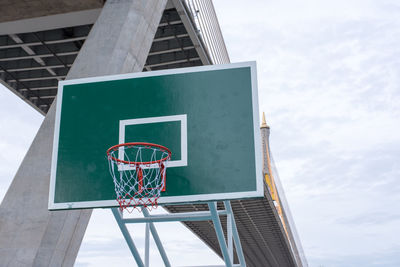 Low angle view of basketball hoop against sky