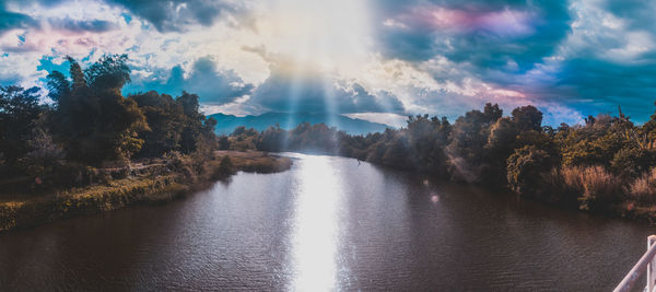 Panoramic view of river against sky