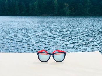 Scenic view of lake against clear sky