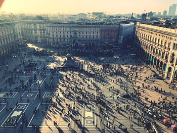 High angle view of buildings in city