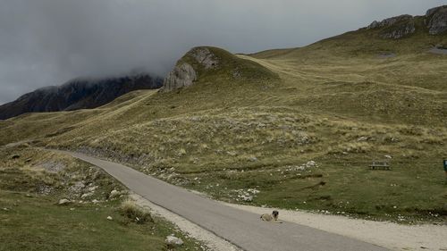 Scenic view of mountain road against sky