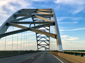 Bridge against sky in city