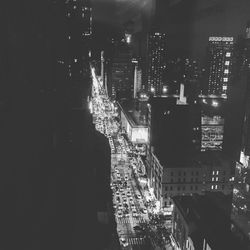 Skyscrapers in city at night