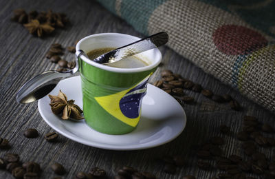 Close-up of tea served on table