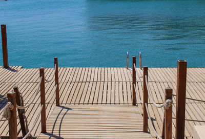 High angle view of pier over sea