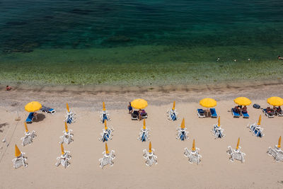 High angle view of people on beach