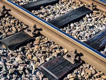 High angle view of railroad tracks