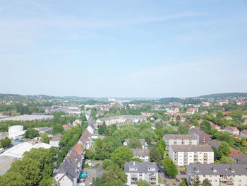 High angle view of townscape against sky