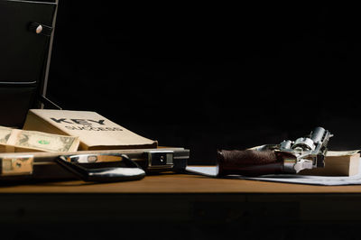 Close-up of open book on table